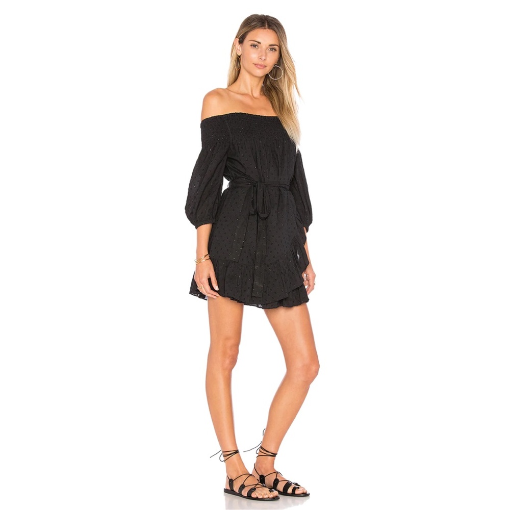 Tularosa Off-the-Shoulder Maida Ruffle Dress in Black
